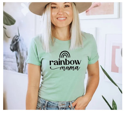 Rainbow Mama T-shirt, Cute Mom T-shirt, Mothers Day Gift Shirt, Gift For Mom, Baby Announcement T-shirt, Retro Mom Tee, Rainbow Baby Shirt