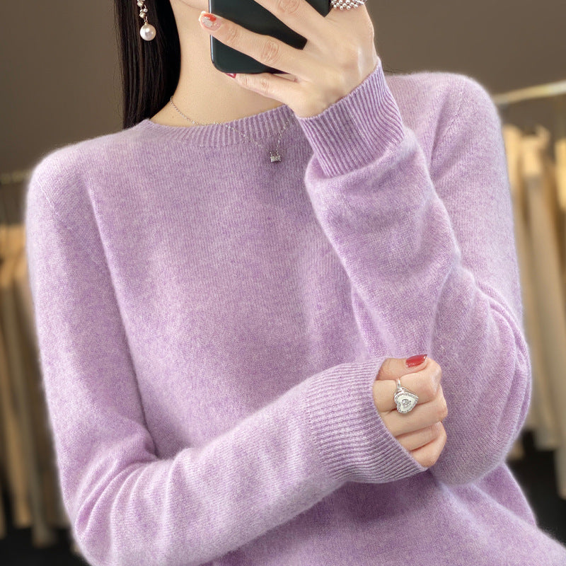 Women's Round Neck Sweater Loose Knitted Bottoming Sweater - Sophinity