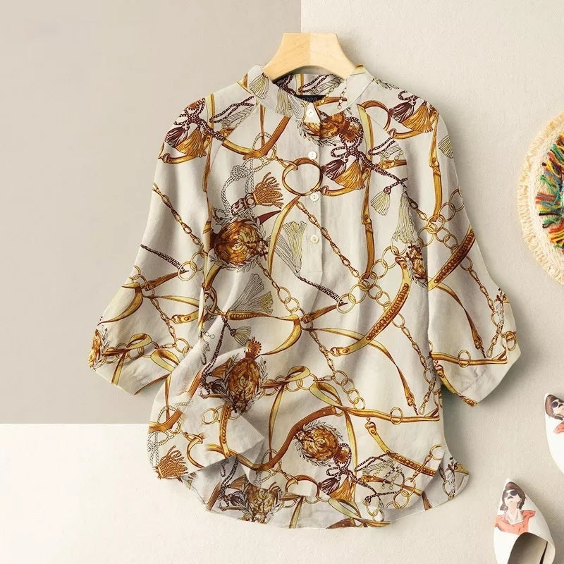 Women's Casual Loose Printed Shirt - Sophinity