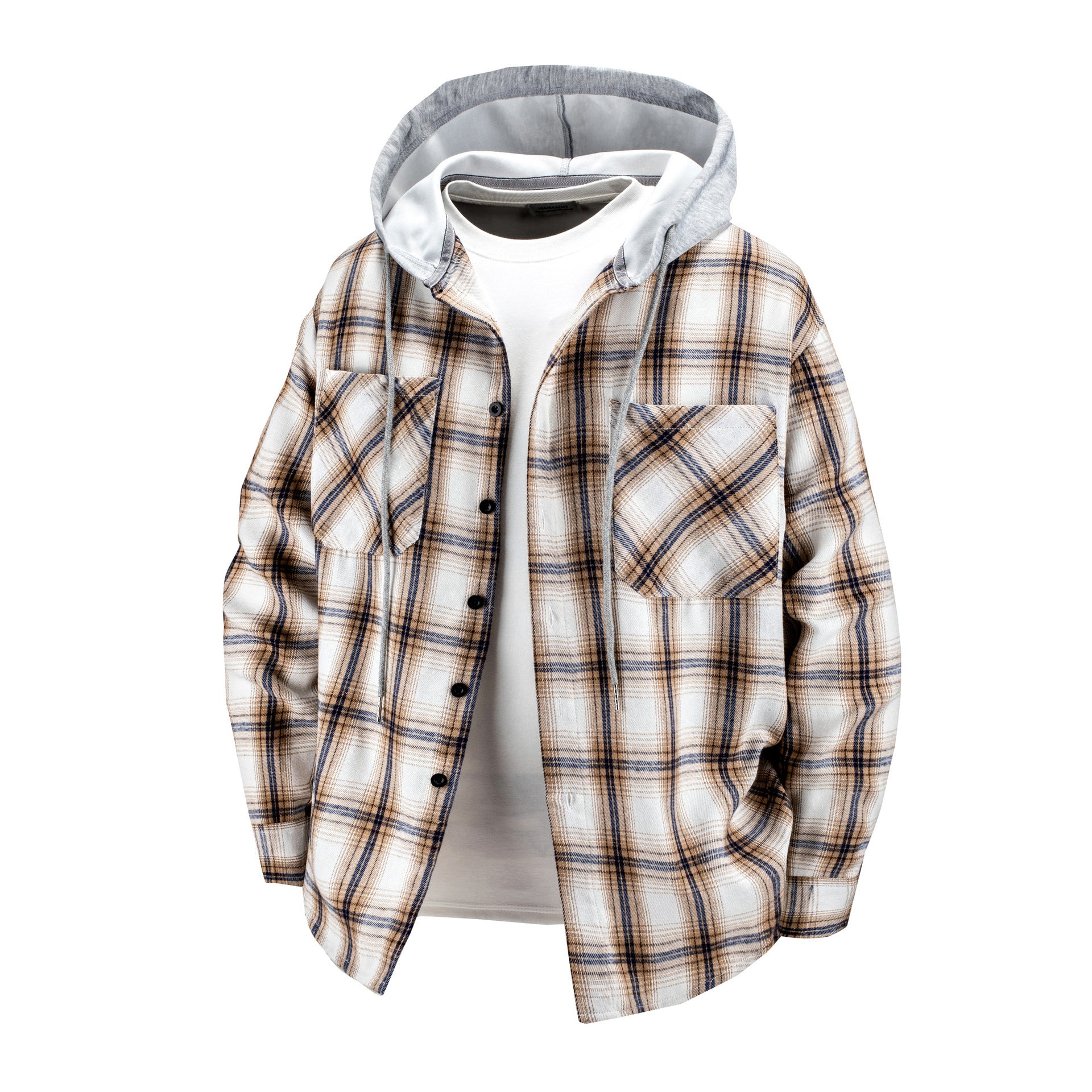 Hooded Men's And Women's Same Plaid Shirt Spring And Autumn - Sophinity