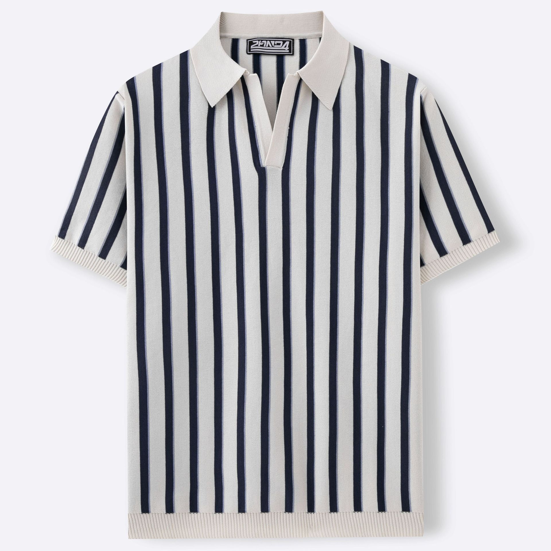 High Quality Summer Lapels Temperament Striped Knitted Polo Shirt - Sophinity