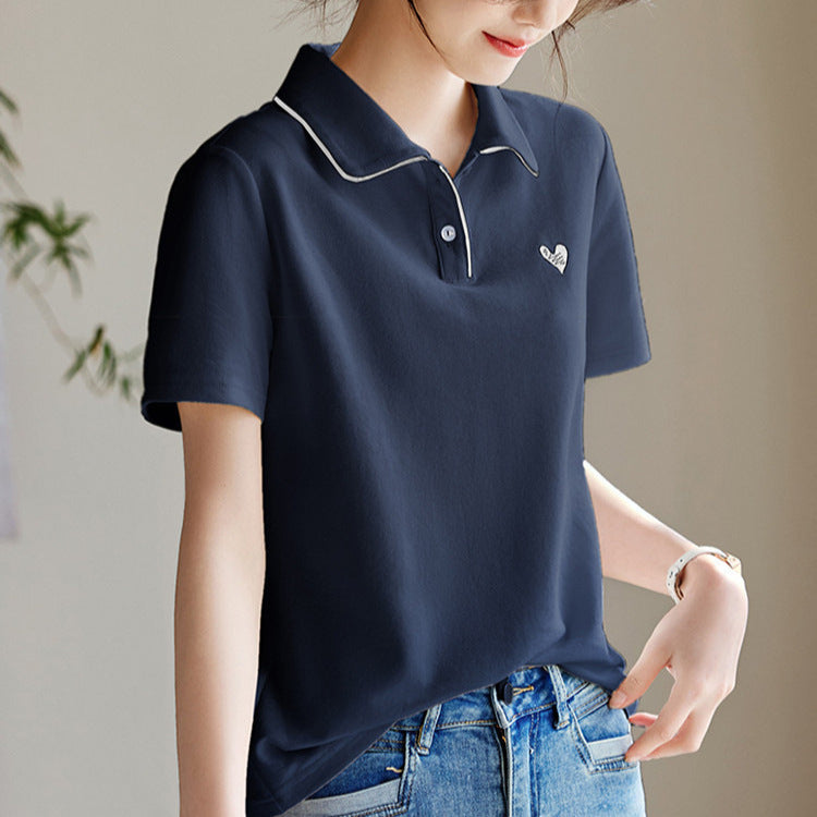 New Love Embroidered Lapel Casual Versatile Slimming Shirt - Sophinity