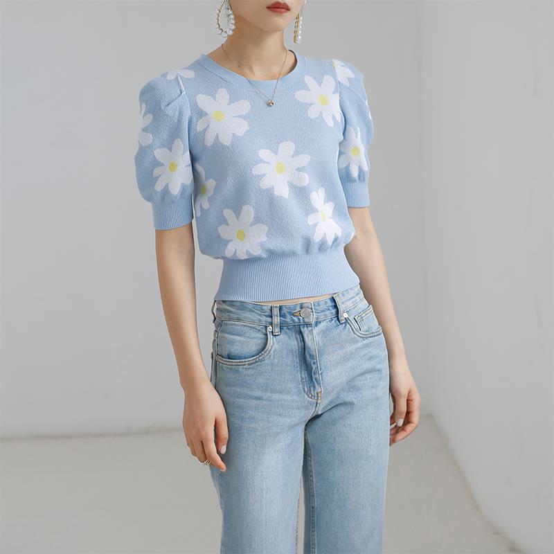 T-shirts Women Elegant Floral Trendy Patchwork Bodycon Summer - Sophinity