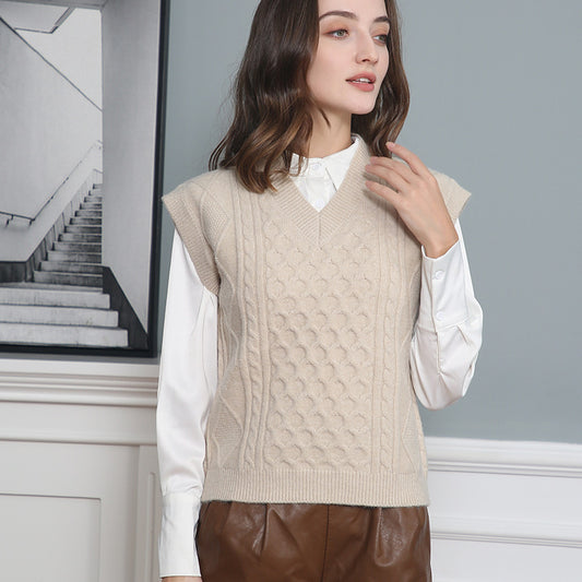 Women's V-neck Twisted Solid Color Top Sweater - Sophinity