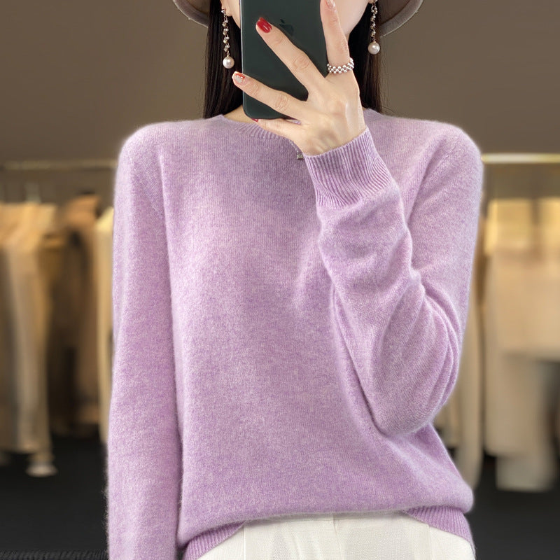 Women's Round Neck Sweater Loose Knitted Bottoming Sweater - Sophinity