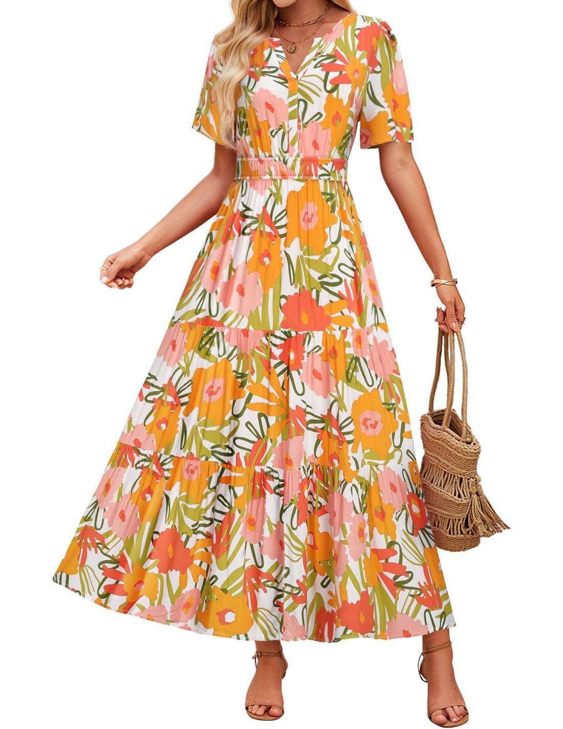 Summer Casual Floral Print Maxi Dress - Sophinity