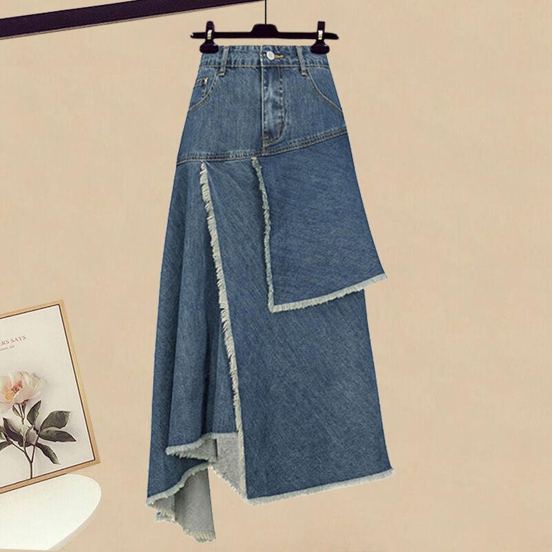 Spring Retro High Waist Women Irregular Denim Skirts - Sophinity