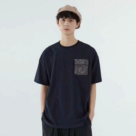 Male Korean Trend Round Neck T-shirt Tide Brand Loose Casual Top - Sophinity