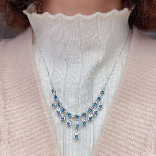 Natural Blue Topaz Necklace Women Fashion - Sophinity