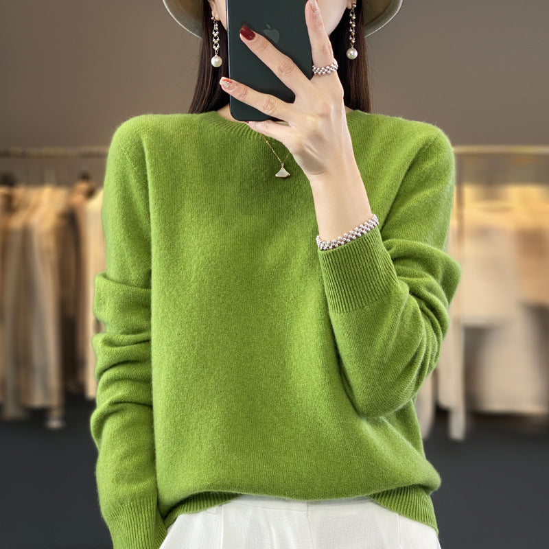 Women's Round Neck Sweater Loose Knitted Bottoming Sweater - Sophinity