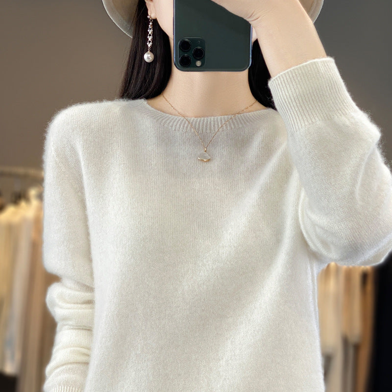 Women's Round Neck Sweater Loose Knitted Bottoming Sweater - Sophinity