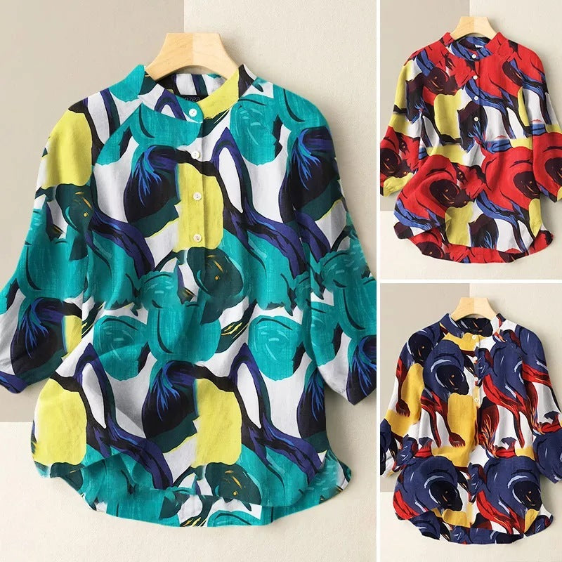 Women's Casual Loose Printed Shirt - Sophinity