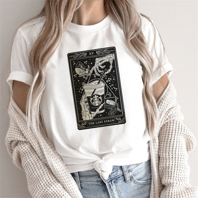 Fashion Tarot Women Print T-shirts Female Cartoon Tops - Sophinity
