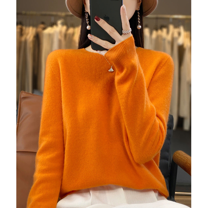Women's Round Neck Sweater Loose Knitted Bottoming Sweater - Sophinity