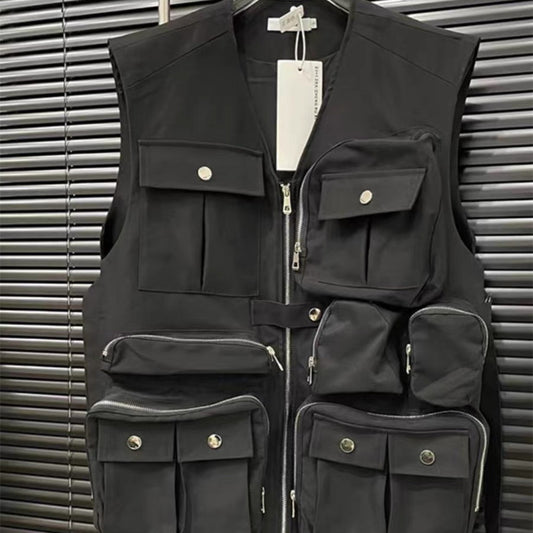 American Street Multi-pocket Mechanical Style Vest Coat
