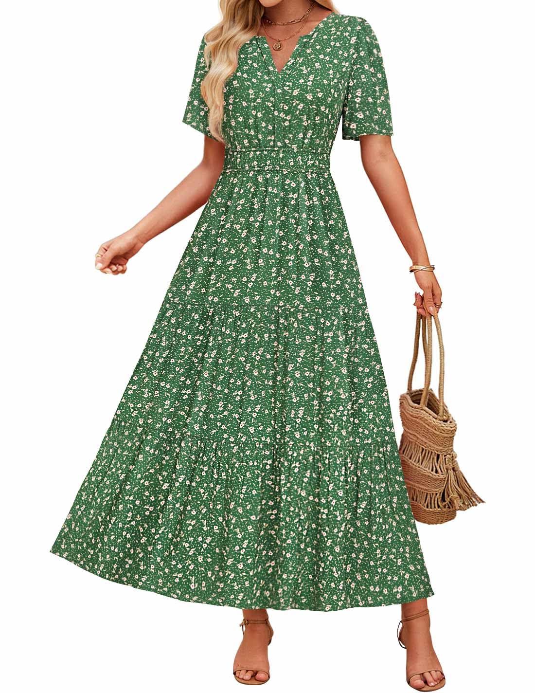 Summer Casual Floral Print Maxi Dress - Sophinity