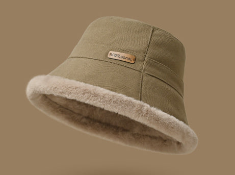 Plush Bonnet Children's Thickened Warm Bucket Bucket Hat Autumn And Winter Fisherman Hat - Sophinity