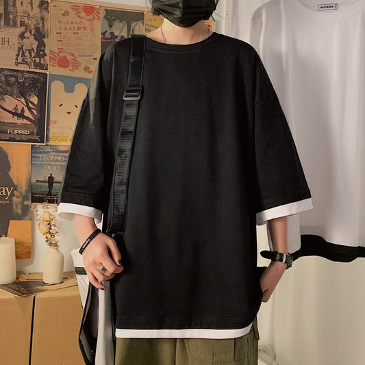 Short Sleeve Loose Lovers Wild Round Neck Half Sleeve Top - Sophinity