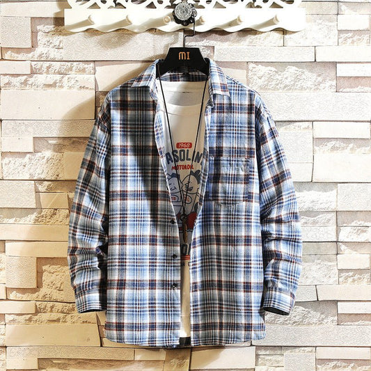 Men's Checked Long - sleeved Shirt School Suit - Sophinity