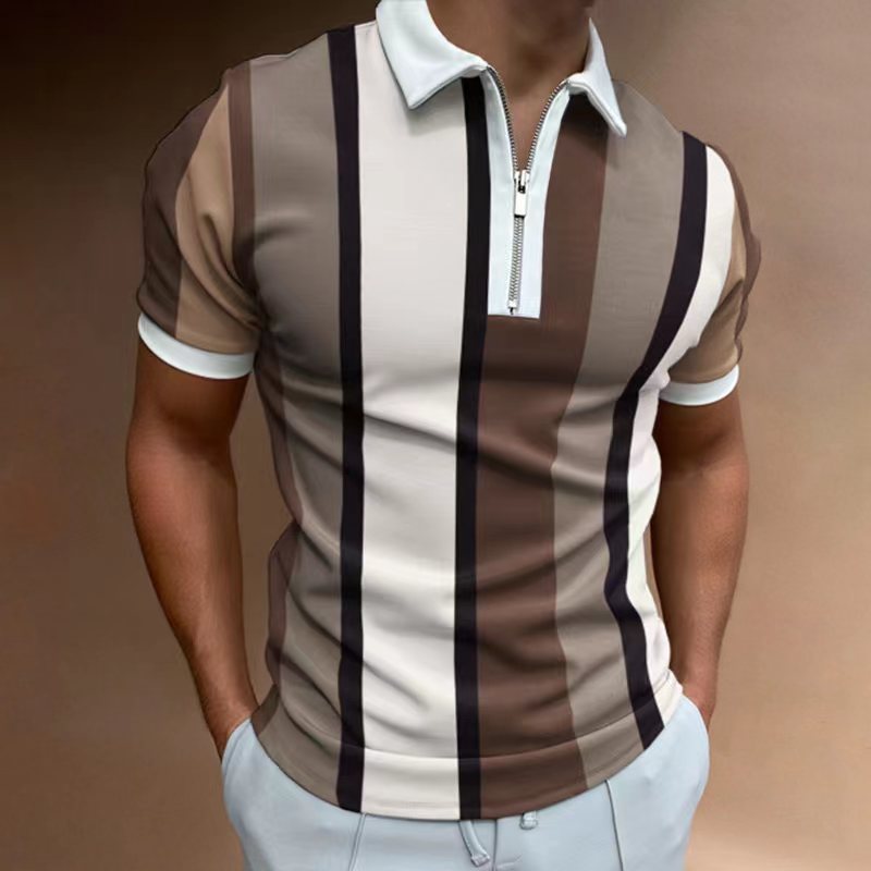 Men's Striped Short - sleeved Polo Shirt Slim Lapel - Sophinity