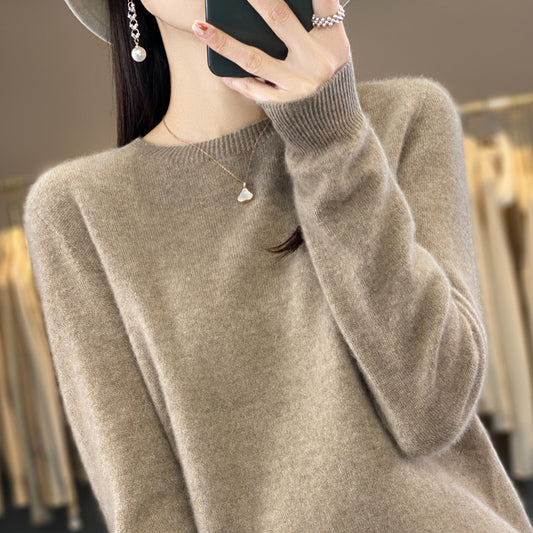 Women's Round Neck Sweater Loose Knitted Bottoming Sweater - Sophinity